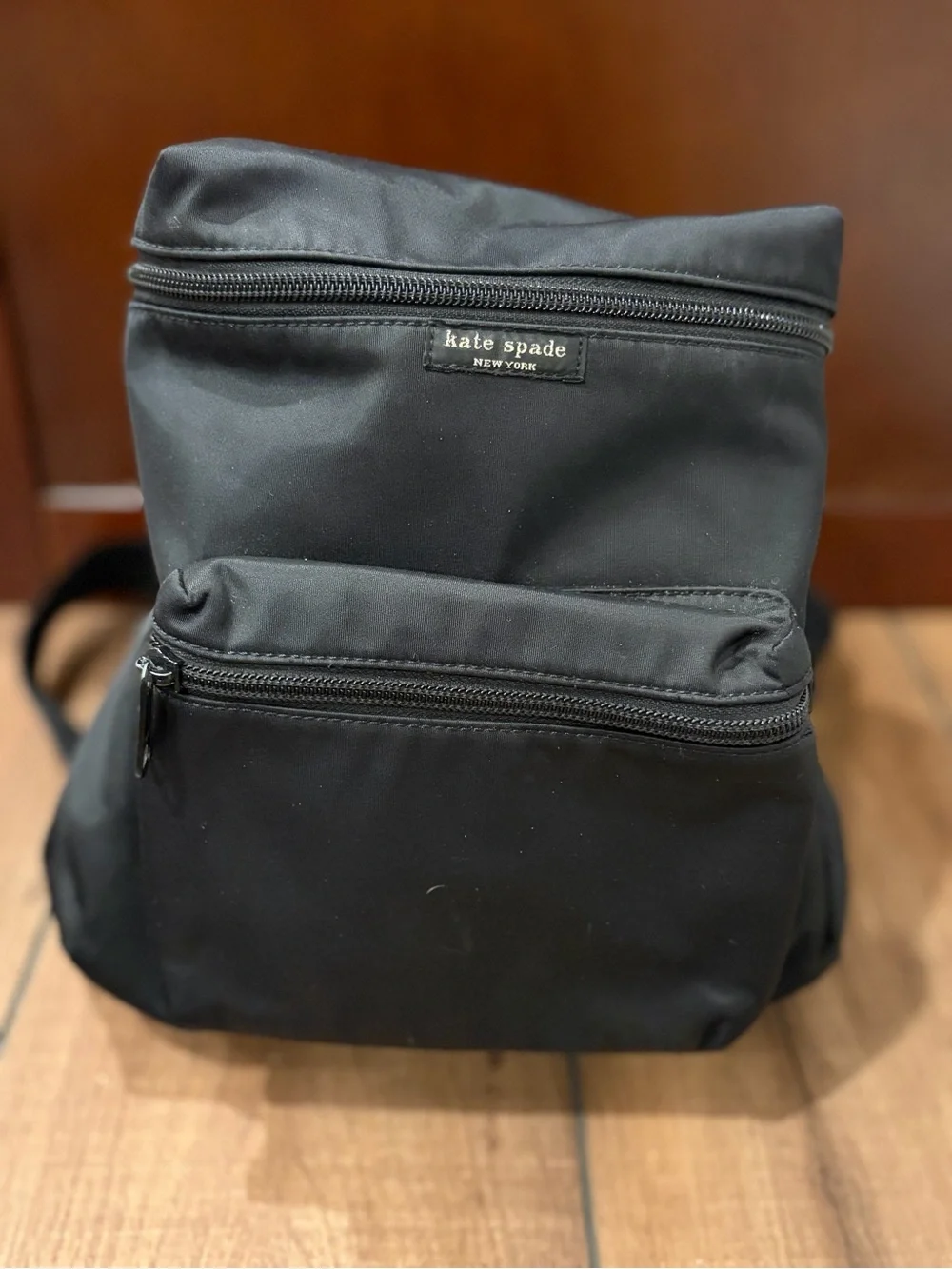 kate spade black nylon mini backpack with front zip pocket